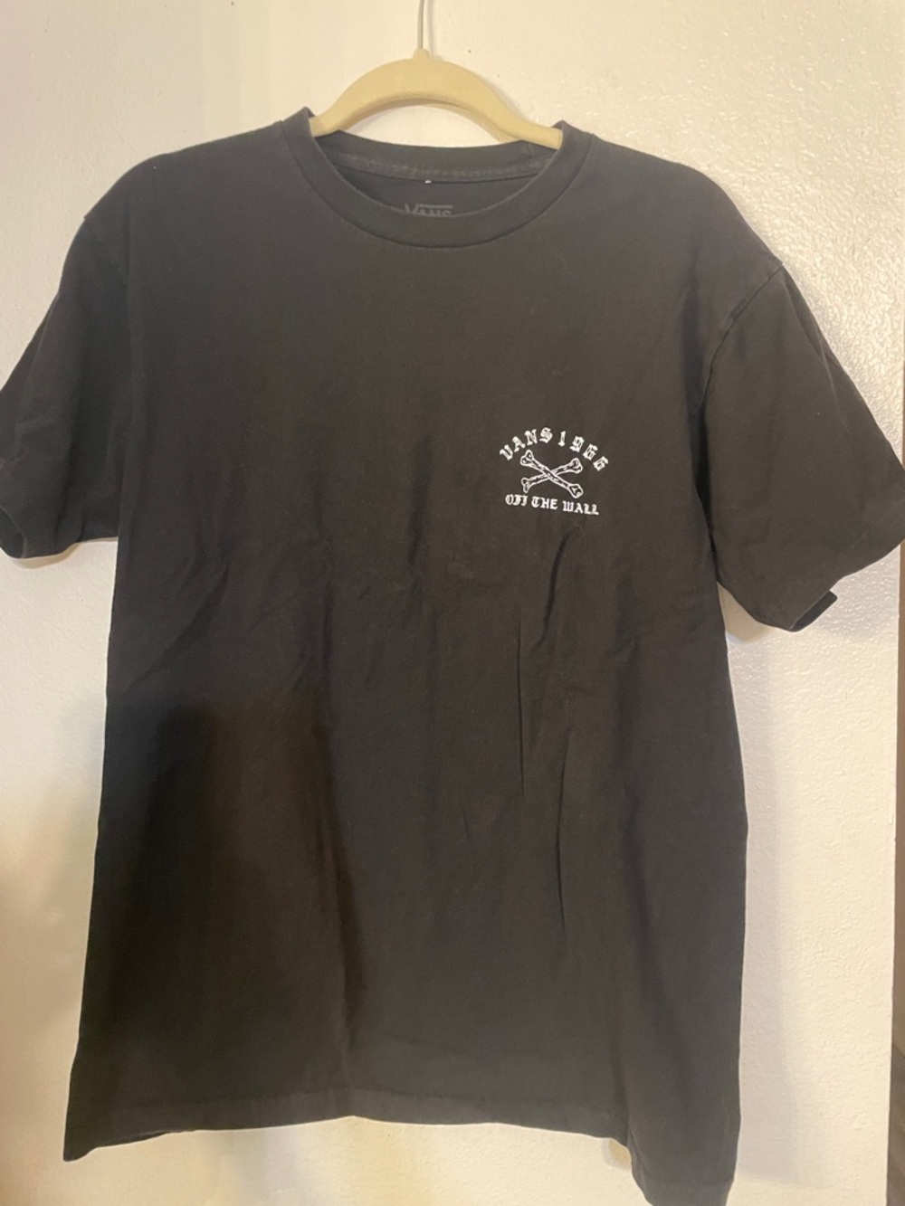 Vans Black Short-Sleeve Tee with White 'Off The Wall' Chest Graphic